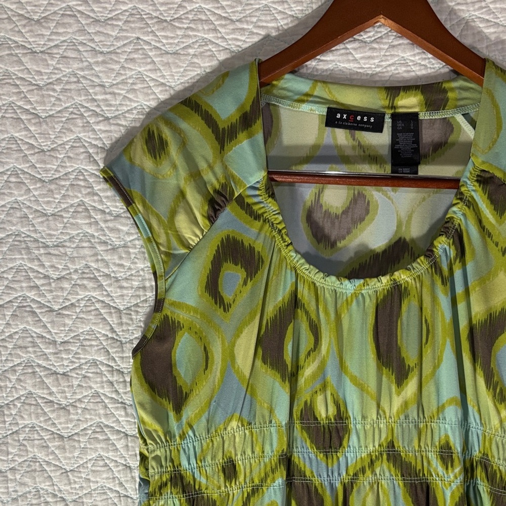Axcess Blue and Yellow Patterned Midi Dress - Picture 3 of 6